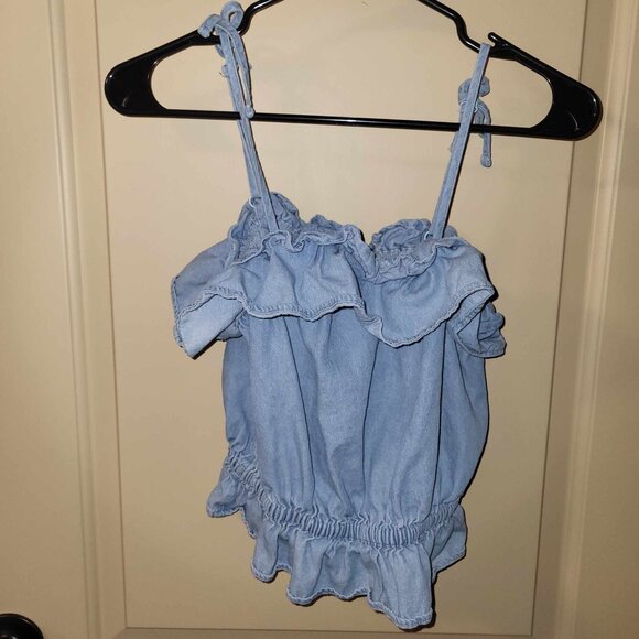 American Eagle Woman Juniors Blue halter Top with Straps  Size small preowned - Picture 1 of 7